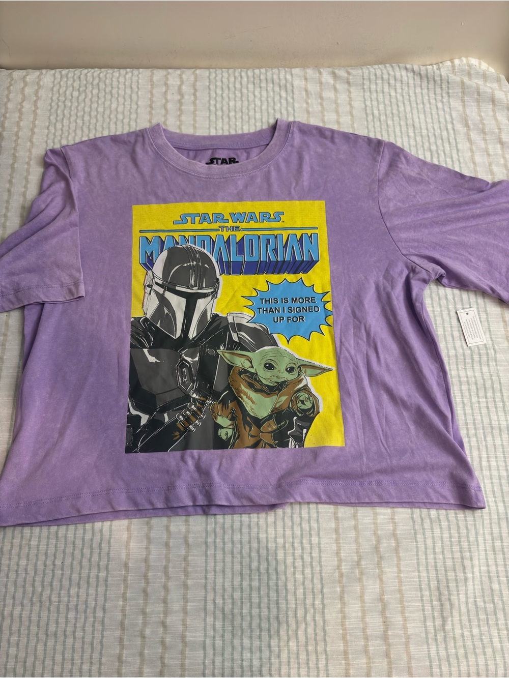 Star Wars Purple The Mandalorian Graphic Crop Tee with Yellow Panel